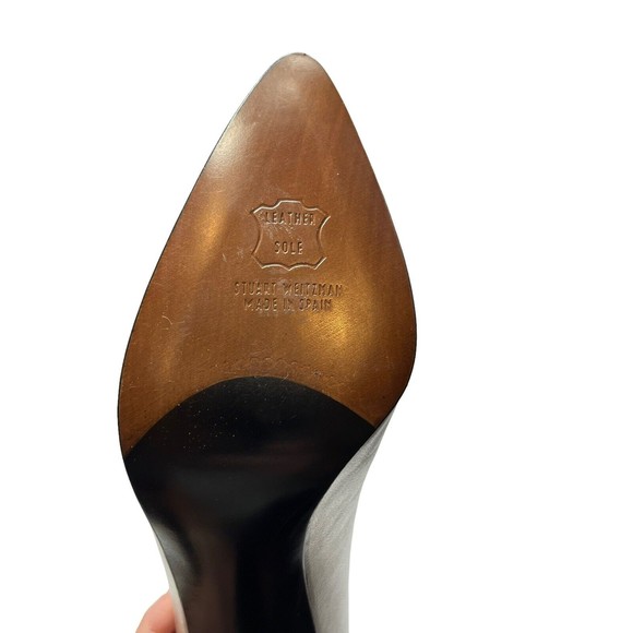 Stuart Weitzman New York Size 8 1/2 B Silver 3" Heels Slip On Pumps Meta… - Picture 3 of 4